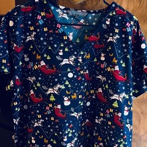 Holiday scrub tops